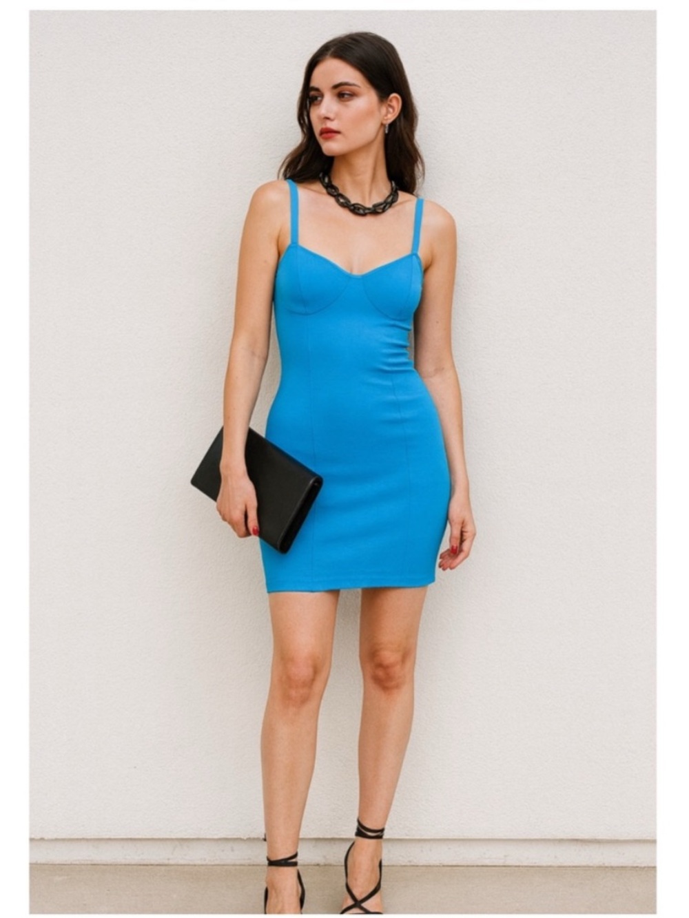 Zara Corset Stitch Mini Blue Bodycon Mini Dress Underwire Corset Small